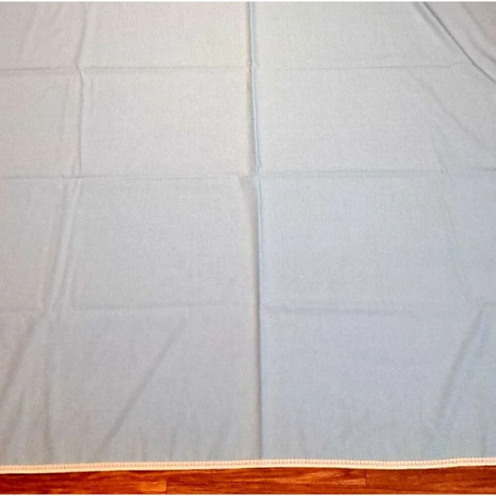 Vintage Blue Tablecloth & 8 Napkins Set 60x80 White Lace Trim Cottage Country